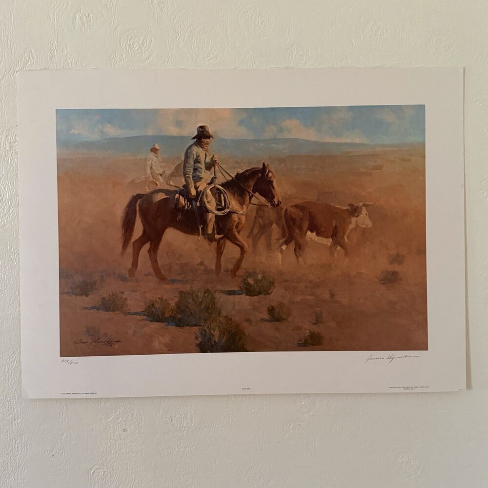 James Reynolds Signed Limited Edition Lithograph Print Eatin’ Dust 1979 29x21.5”